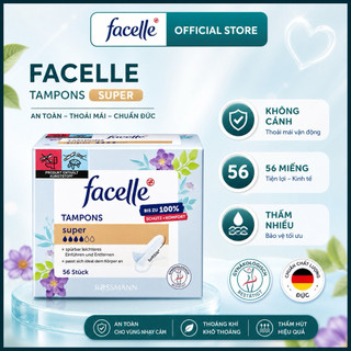 Băng vệ sinh Tampon Facelle đầy đủ size hàng nhập khẩu Đức thấm hút tốt, đi bơi được