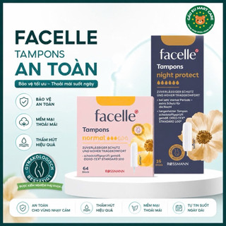 Băng vệ sinh Tampon Facelle đầy đủ size hàng nhập khẩu Đức thấm hút tốt, đi bơi được