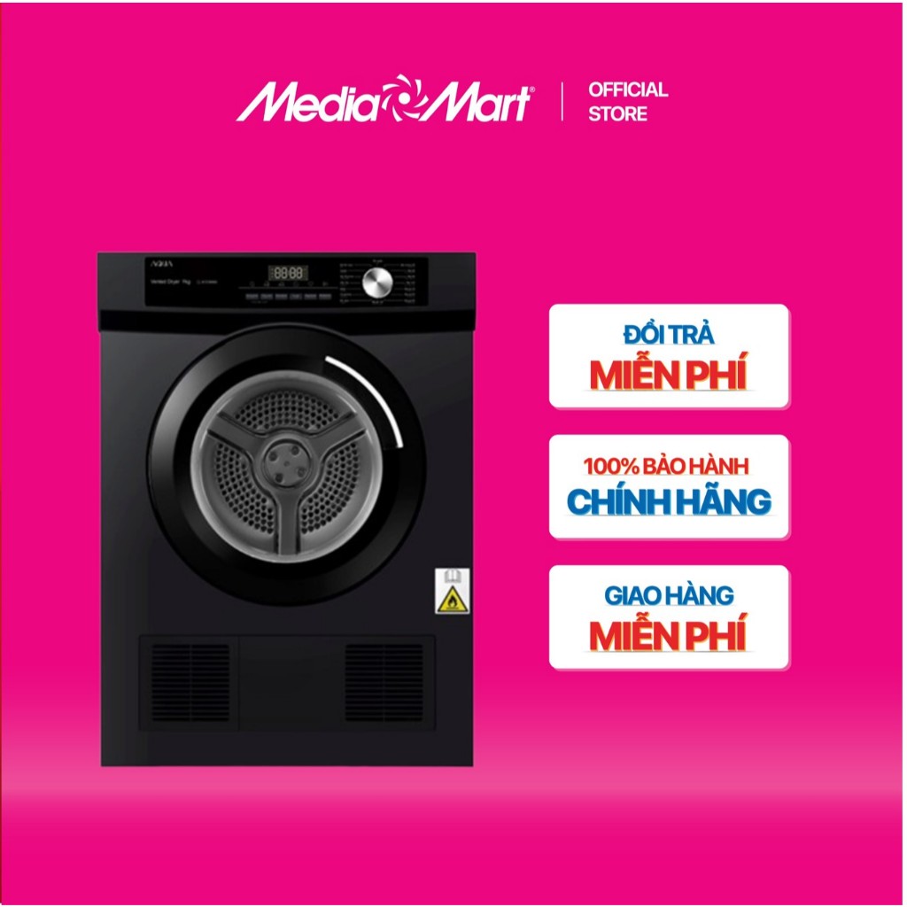 [SieuthiMediaMart] Máy sấy thông hơi Aqua 9 kg AQH-V901K PS BH chính hãng-Ship0đ