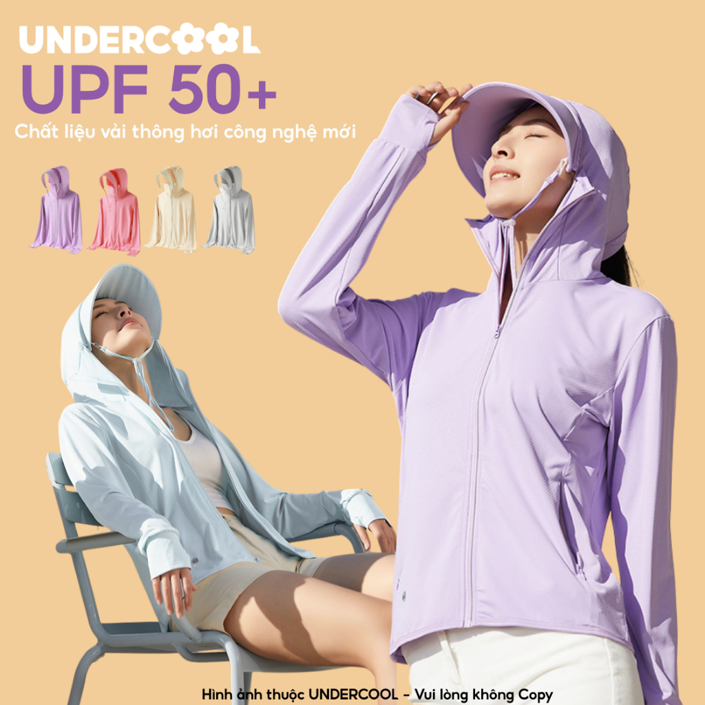 Áo Chống Nắng Dáng Xuông UNDERCOOL Chống Tia UV >99% Vải Thông Hơi Chống Tia UV UPF 50+ Mũ Rộng Tháo Rời Tiện Lợi ACN13