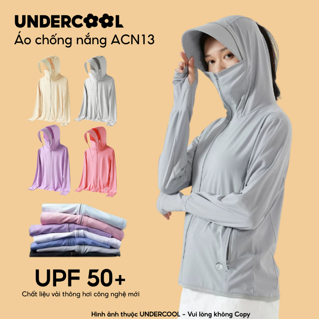 Áo Chống Nắng Dáng Xuông UNDERCOOL Chống Tia UV >99% Vải Thông Hơi Chống Tia UV UPF 50+ Mũ Rộng Tháo Rời Tiện Lợi ACN13