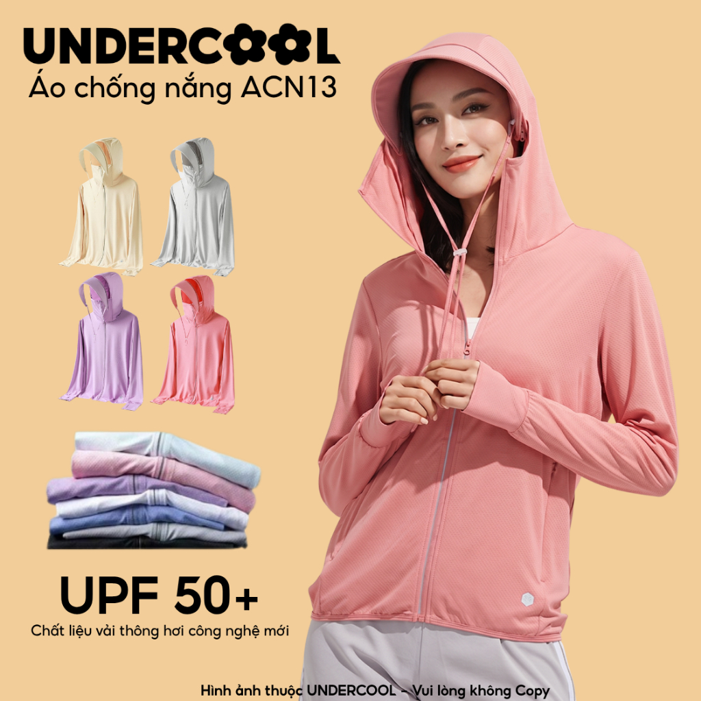 Áo Chống Nắng Dáng Xuông UNDERCOOL Chống Tia UV >99% Vải Thông Hơi Chống Tia UV UPF 50+ Mũ Rộng Tháo Rời Tiện Lợi ACN13