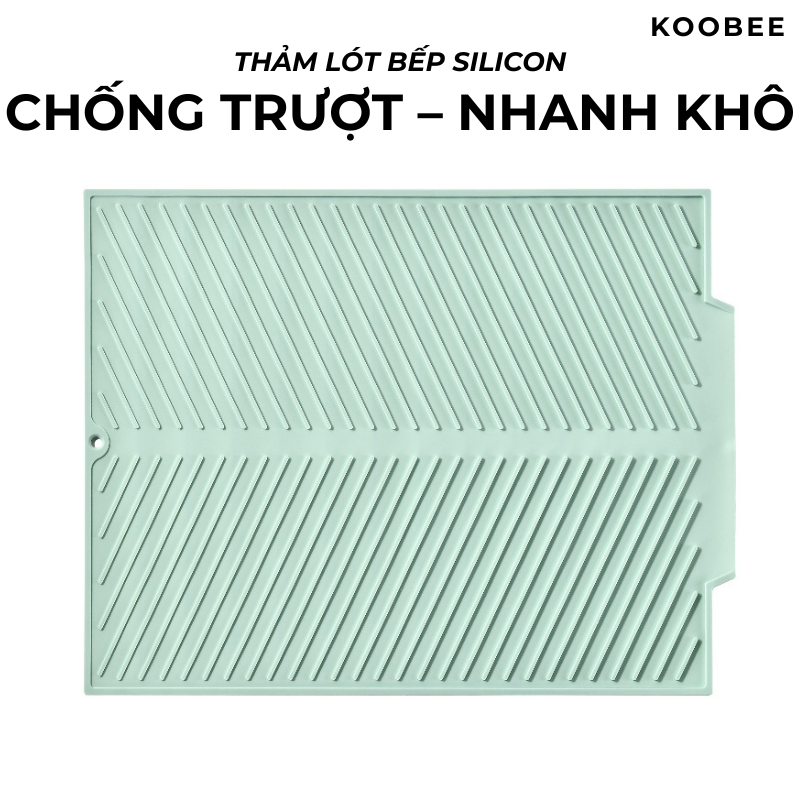 Thảm Lót Bàn Bếp Silicon Thoát Nước Chịu Nhiệt 5mm – Rãnh Nổi Chống Trượt, Lót Úp Bát Đĩa Có Miệng Thoát Nước | 360