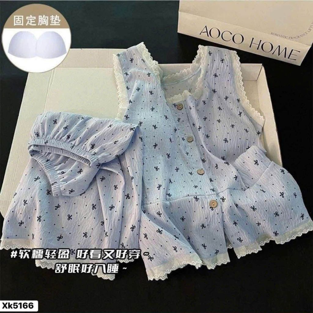 Bộ ba lỗ hoa nhí pha ren ( hàng qc)