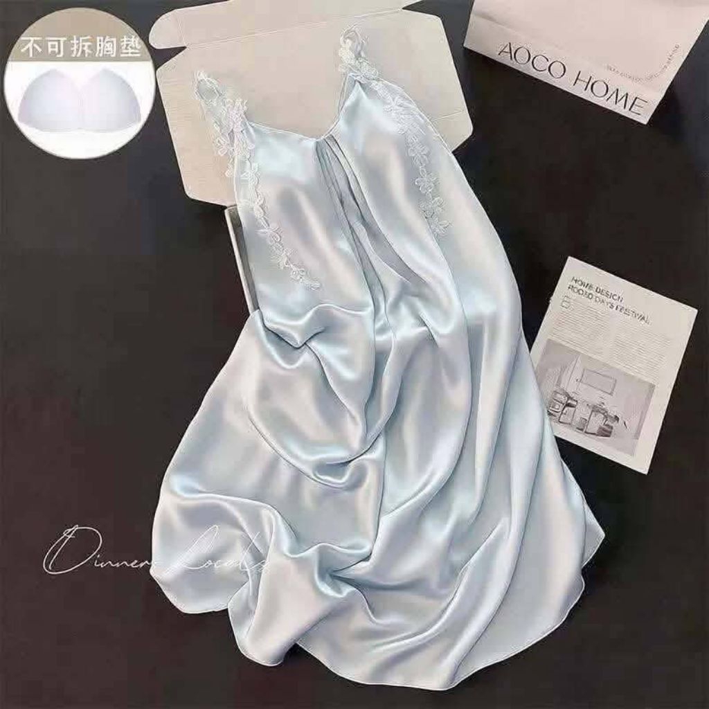 Váy 2 dây lụa kèm đệm ngực ( hàng qc)
