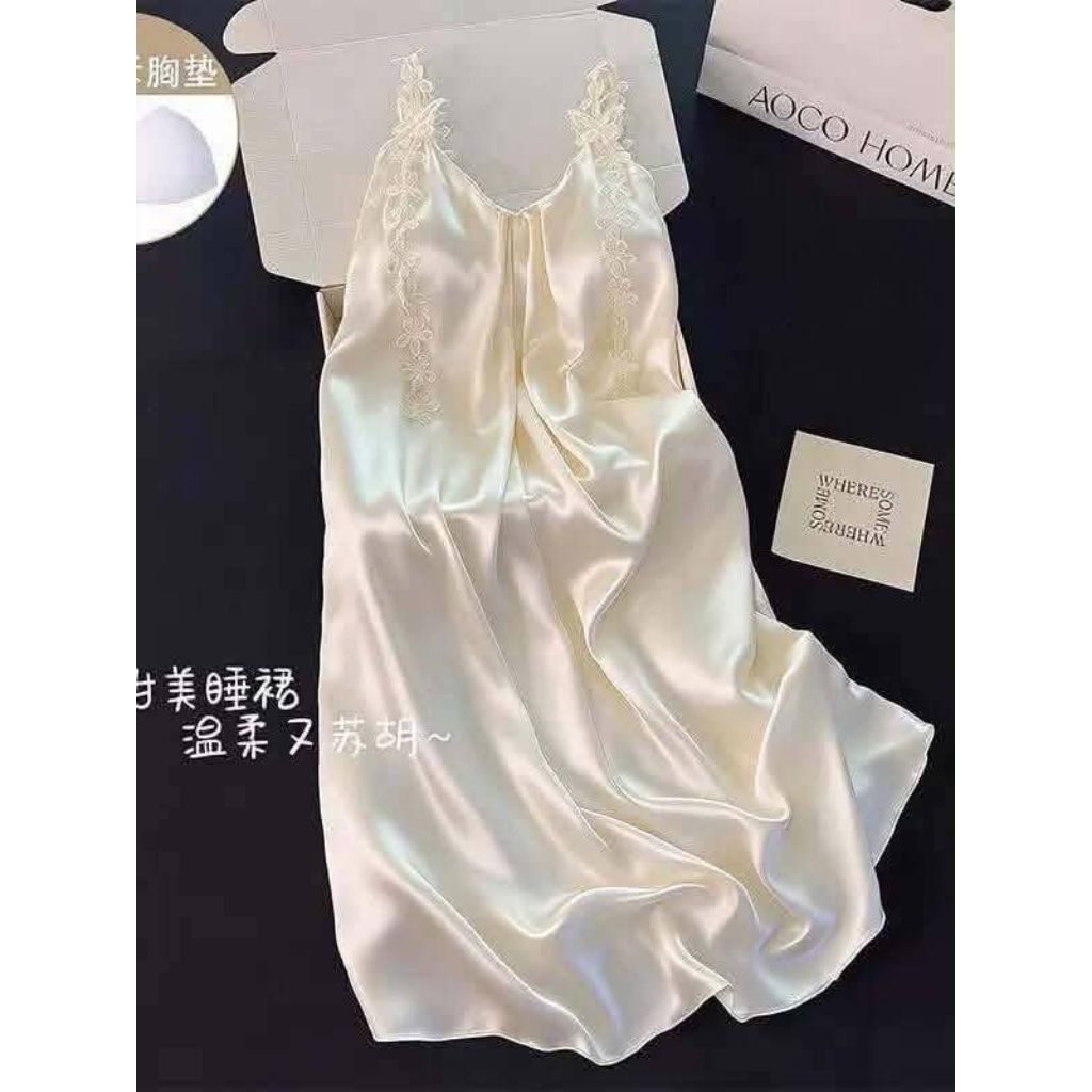 Váy 2 dây lụa kèm đệm ngực ( hàng qc)