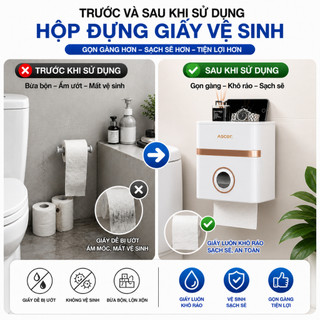 Hộp đựng giấy vệ sinh dán tường có thanh treo giấy tiện lợi , hộp giấy vệ sinh nhà tắm chống nước