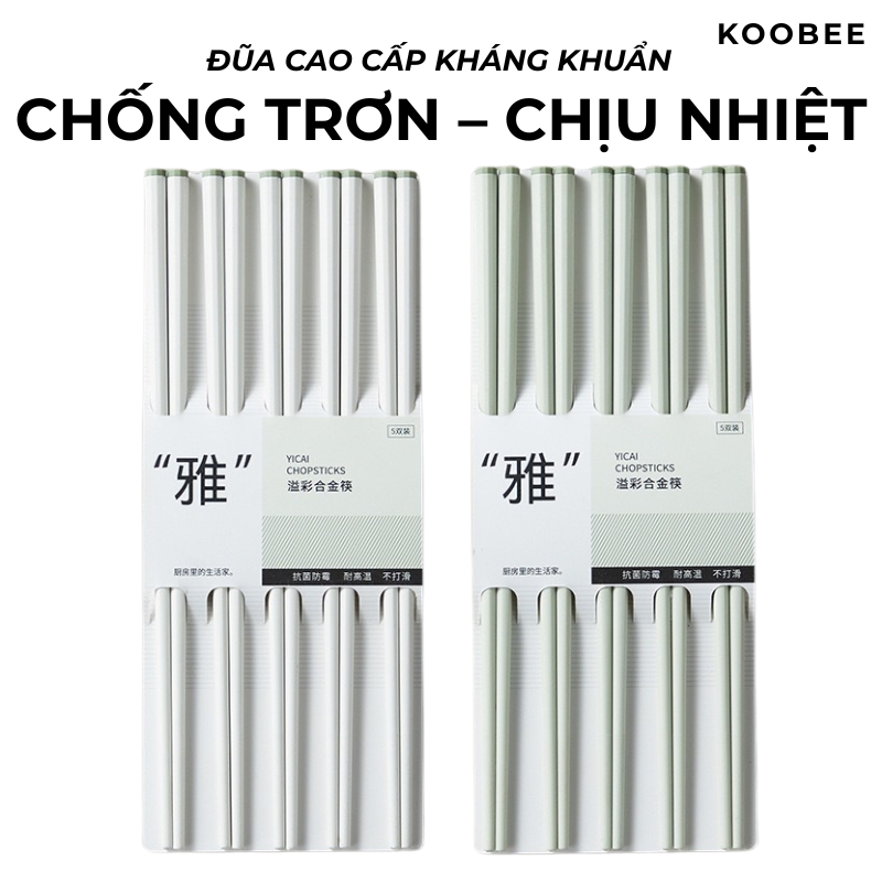 Bộ 5 Đôi Đũa Ăn Cơm Sợi Thủy Tinh Kháng Khuẩn Không Mốc Chống Trơn Chịu Nhiệt - Đũa Alloy Hợp Kim Cao Cấp| 189