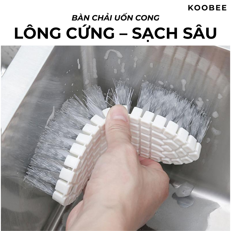 Bàn Chải Cọ Vệ Sinh Uốn Cong Đa Năng – Lông Cứng Làm Sạch Không Góc Chết | KOOBEE – CSNC46