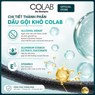 Dầu gội khô Colab 200ml, phiên bản mới, full mùi hương, tóc sạch bồng bềnh vào nếp sau 5 giây