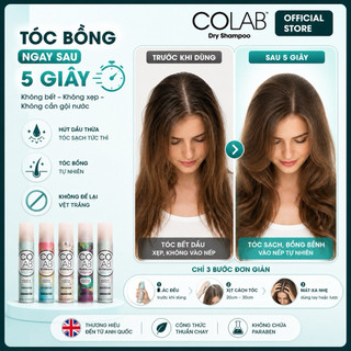Dầu gội khô Colab 200ml, phiên bản mới, full mùi hương, tóc sạch bồng bềnh vào nếp sau 5 giây