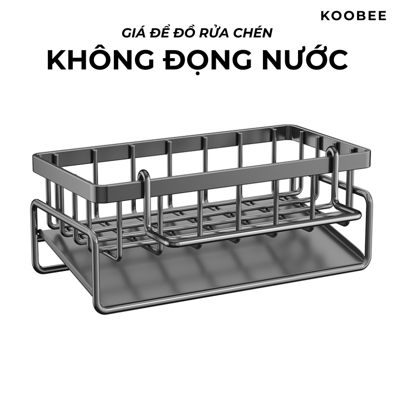 Kệ Giá Để Đồ Rửa Chén Bát Bồn Rửa KOOBEE Thép Carbon Không Gỉ Chống Xước Kèm Khay Hứng Nước Tiện Lợi | 160