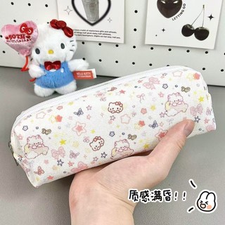 [HOT] Túi đựng bút vải in họa tiết mèo & hoa bướm pastel, dung tích lớn, chống bẩn