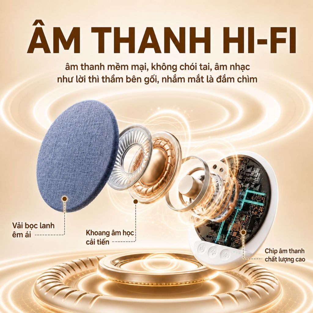 Loa Ngủ Siêu Mỏng 1cm - Nghe Nhạc Thư Giãn Đặt Dưới Gối - Âm Thanh HIFI, Không Làm Phiền Người Bên Cạnh