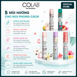Dầu gội khô Colab 200ml, phiên bản mới, full mùi hương, tóc sạch bồng bềnh vào nếp sau 5 giây