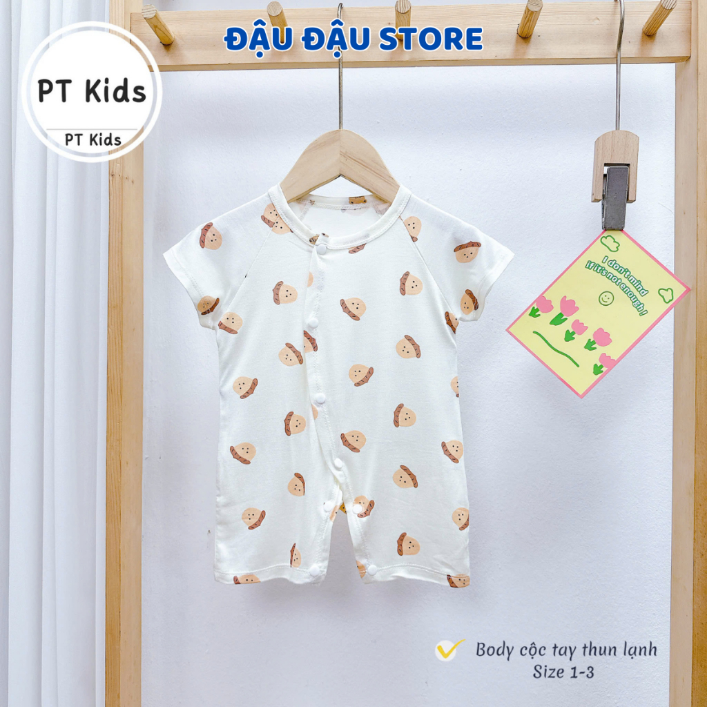 Set 2/3 Bộ body cộc tay cúc chéo thun lạnh sơ sinh mềm mịn cho bé trai bé gái 3-9kg PT-BODY2 Đậu Đậu Store