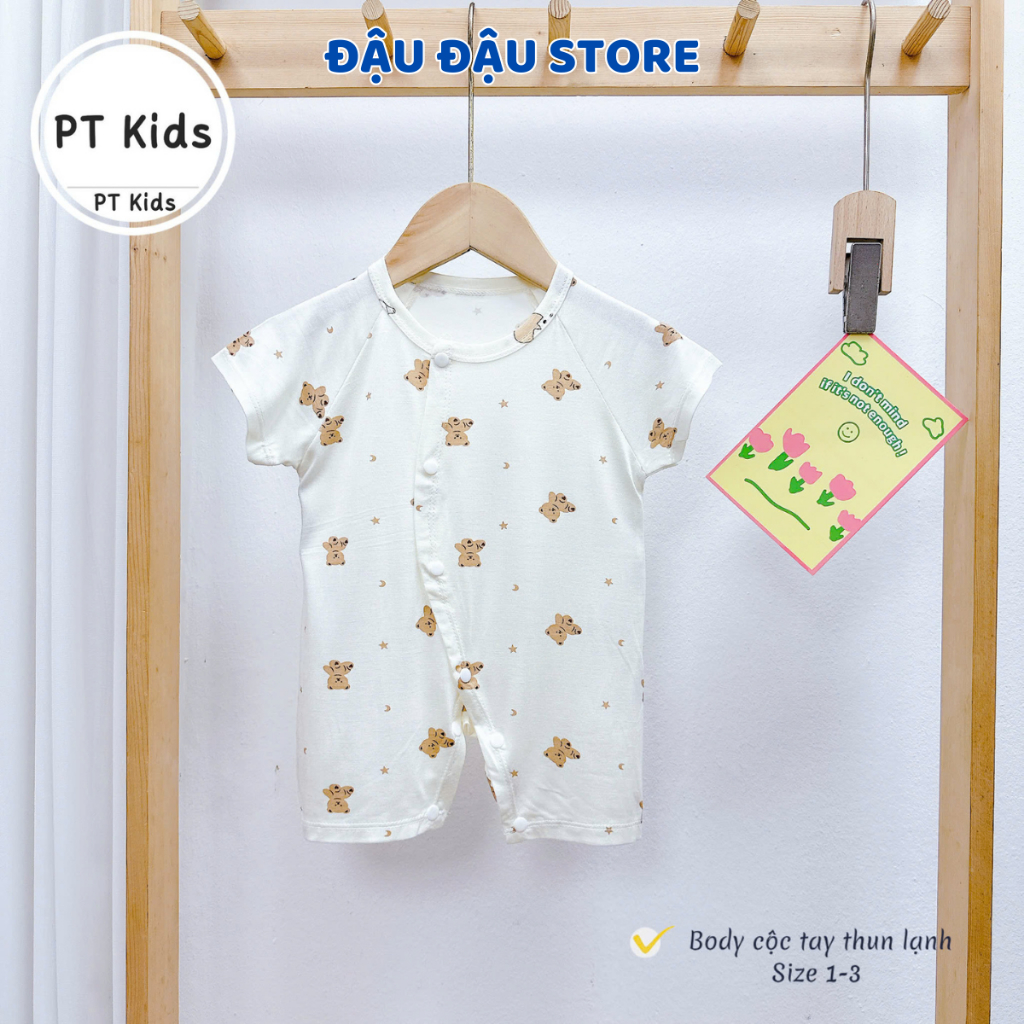 Set 2/3 Bộ body cộc tay cúc chéo thun lạnh sơ sinh mềm mịn cho bé trai bé gái 3-9kg PT-BODY2 Đậu Đậu Store