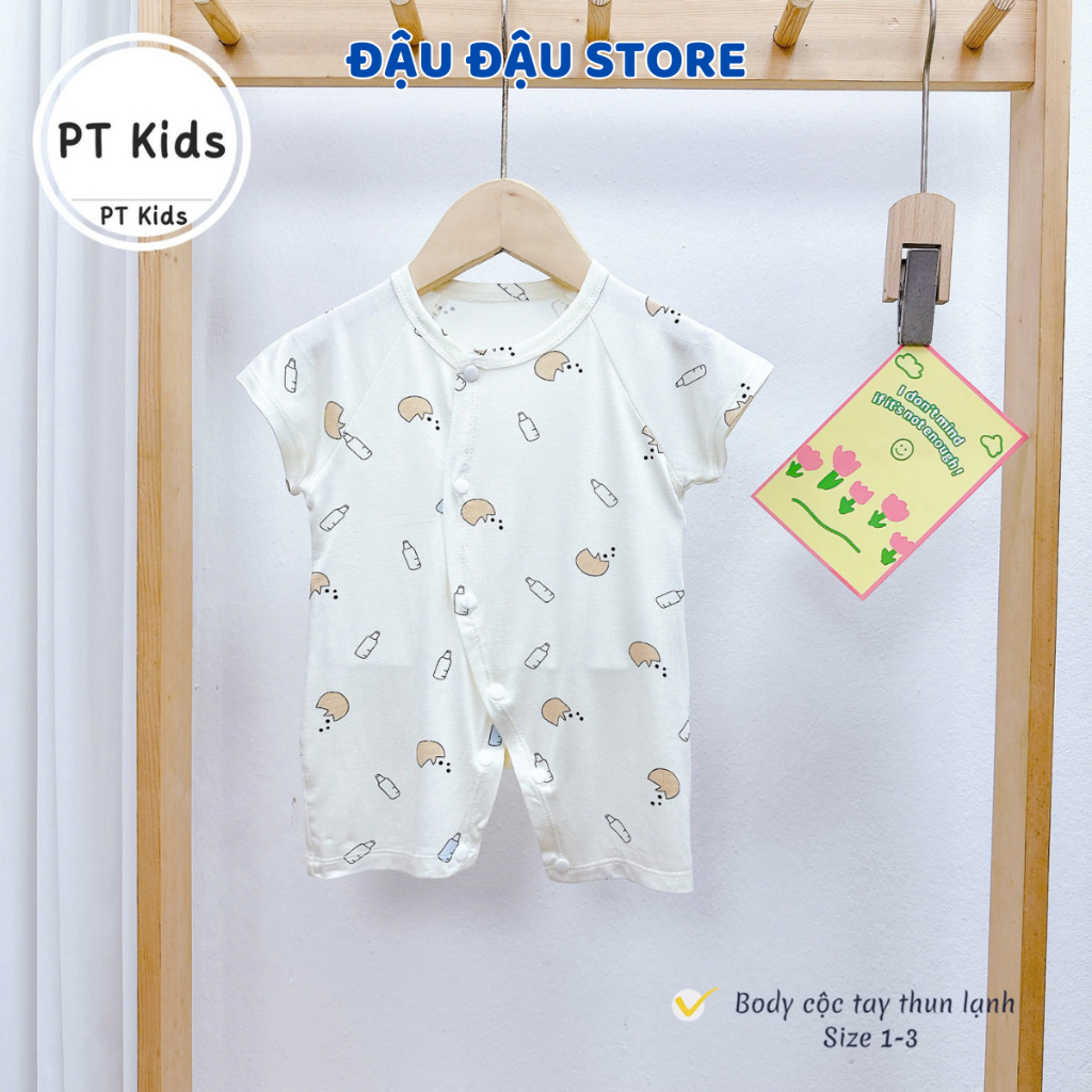 Set 2/3 Bộ body cộc tay cúc chéo thun lạnh sơ sinh mềm mịn cho bé trai bé gái 3-9kg PT-BODY2 Đậu Đậu Store