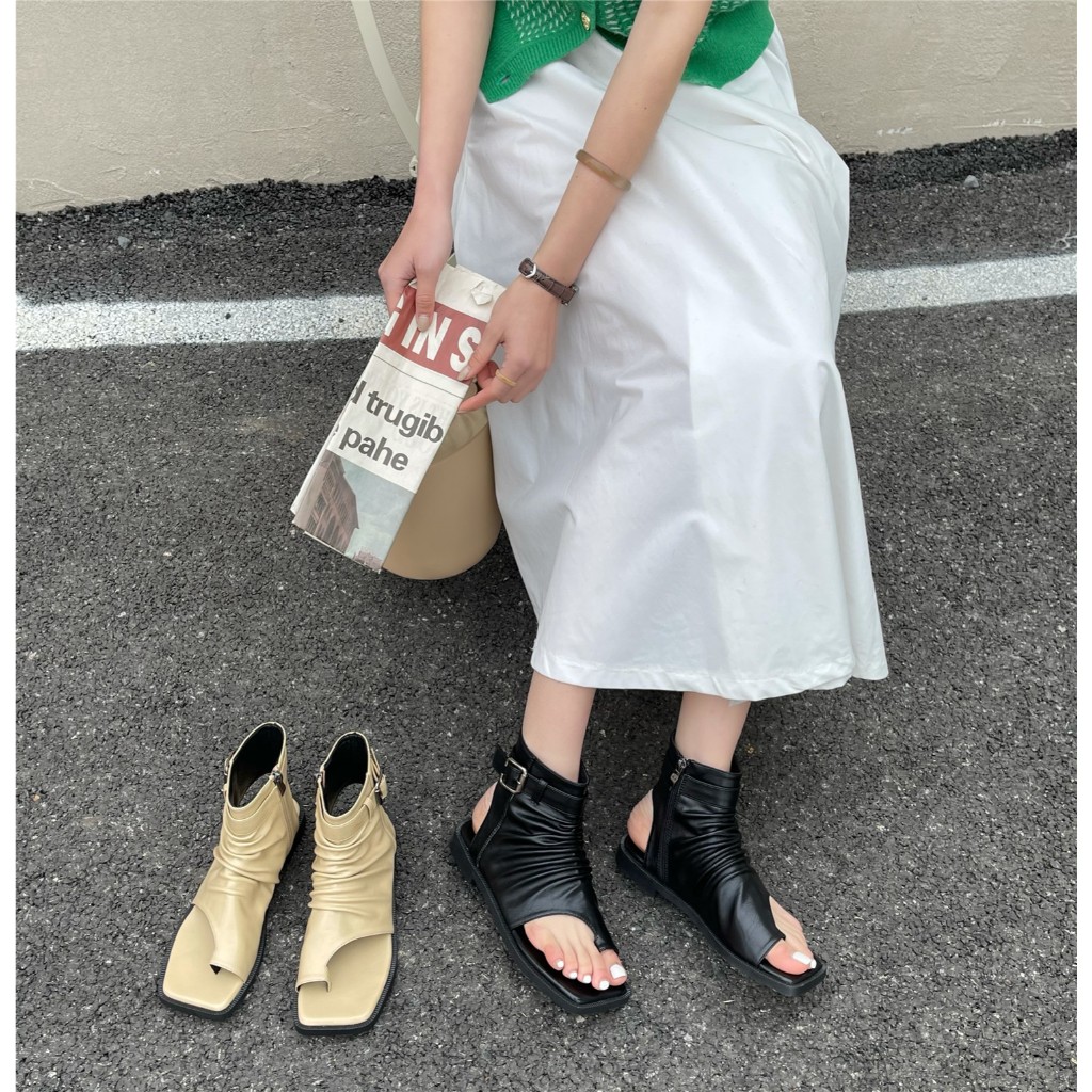 [Chính hãng] Giày sandal chiến binh nữ KAILI xỏ ngón khóa cài basic sang trọng, giày boot nữ B03 - Laylalay.n