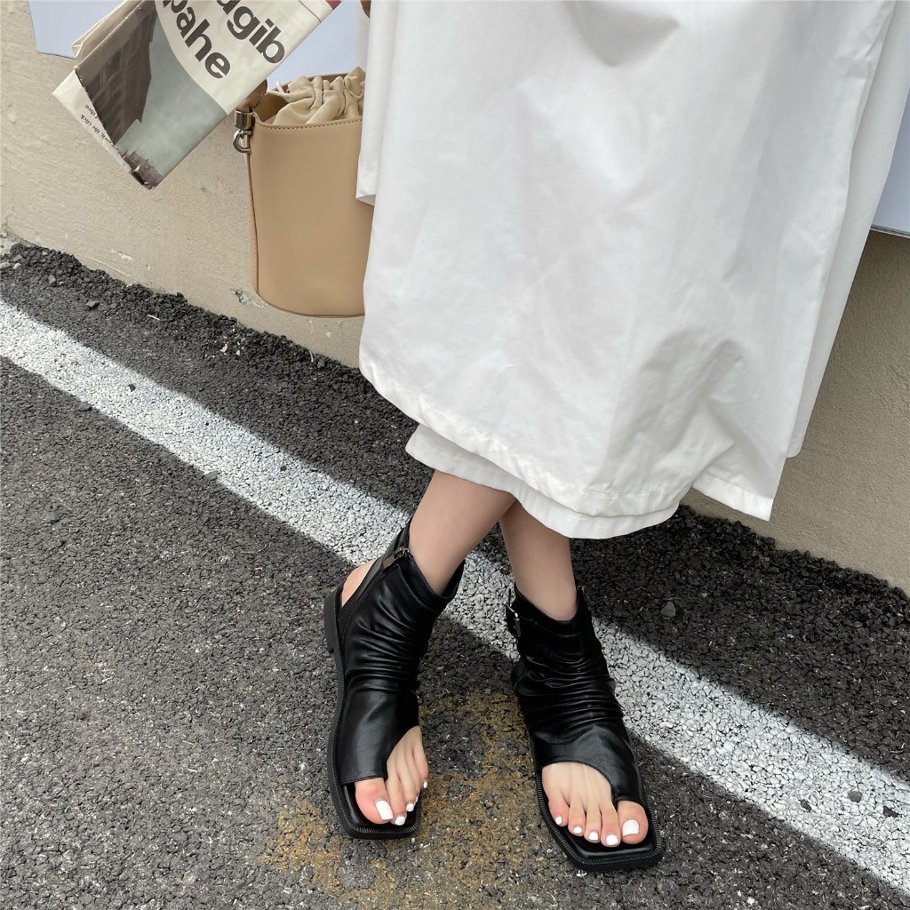 [Chính hãng] Giày sandal chiến binh nữ KAILI xỏ ngón khóa cài basic sang trọng, giày boot nữ B03 - Laylalay.n