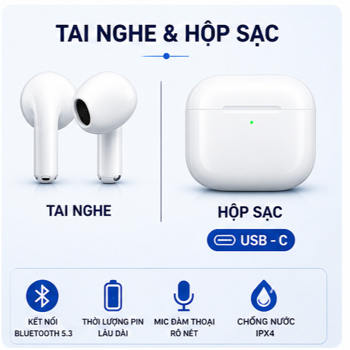 [HÀNG MỚI 2026]  Tai Nghe Bluetooth Ap4 1563E Hổ Vằn - Chống Ồn ANC 40dB - Pin 4-6H - Âm Thanh Vòm