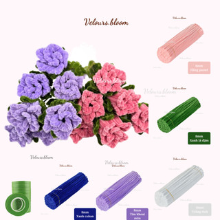 (Set Nguyên Liệu) Hoa Kẽm Nhung, Hoa Hồng Nhung Đỏ Handmade Velours – Quà Tặng Lãng Mạn Cao Cấp