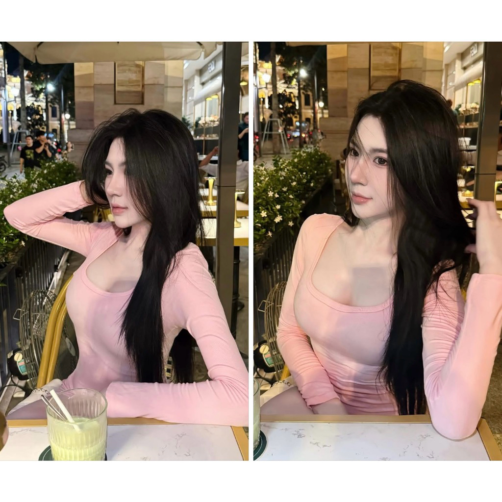 | LYN WEAR | (HOẢ TỐC) ĐẦM BODY HỒNG PASTEL TAY DÀI CỔ VUÔNG HÀN QUỐC