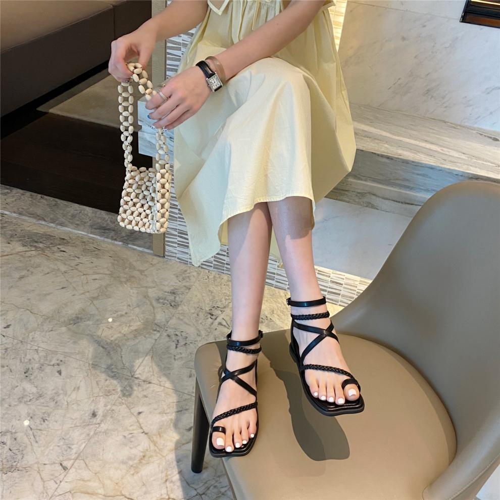 [Chính hãng] Giày sandal chiến binh nữ KAILI xỏ ngón basic sang trọng đế độn, giày dây nữ NH03 - Laylalay.n