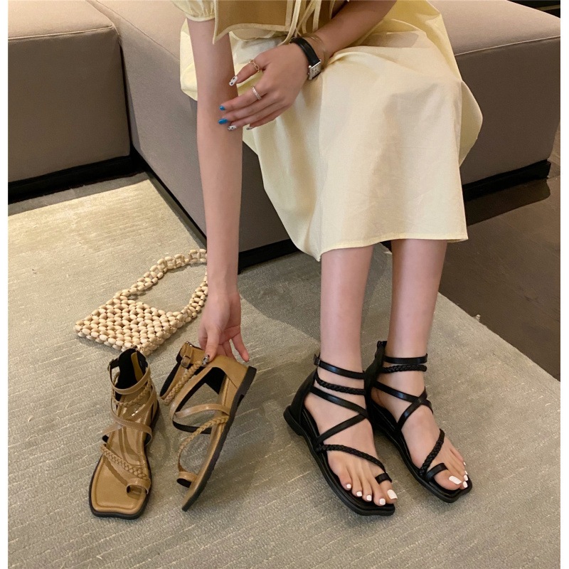 [Chính hãng] Giày sandal chiến binh nữ KAILI xỏ ngón basic sang trọng đế độn, giày dây nữ NH03 - Laylalay.n