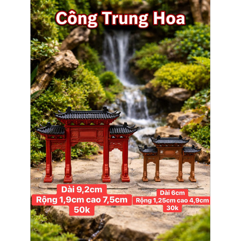 mô Hình cổng chùa tiểu cảnh nhựa in 3D terrarium