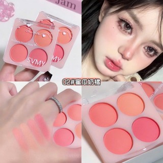 Bảng phấn má 4 ô thương hiệu SVMY phù hợp cho các nàng với tone hồng siêu xinh, dễ thương