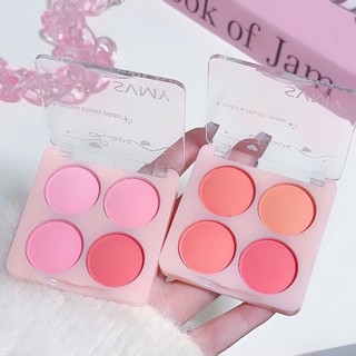 Bảng phấn má 4 ô thương hiệu SVMY phù hợp cho các nàng với tone hồng siêu xinh, dễ thương