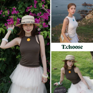 Áo 3 lỗ ôm sát nách đính hoa 9305 TCHOOSE