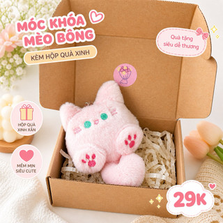 Set quà mini dưới 30K – móc khóa mèo bông kèm hộp quà dễ thương tặng bạn thân