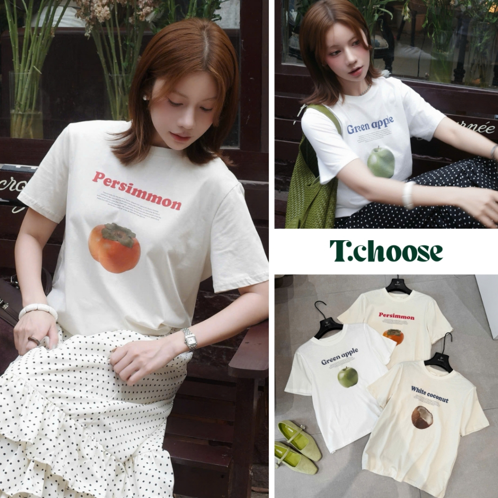 Áo thun họa tiết trái cây, áo phông rộng cộc tay 89233 TCHOOSE