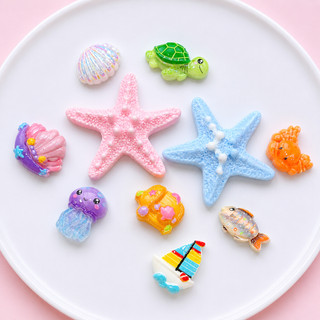 Set charm sao biển vỏ sò tàu ngầm ván lướt mỏ neo san hô thạch trụ trang trí dép crocs jibbitz nhựa resin dễ thương