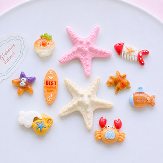 Set charm sao biển vỏ sò tàu ngầm ván lướt mỏ neo san hô thạch trụ trang trí dép crocs jibbitz nhựa resin dễ thương