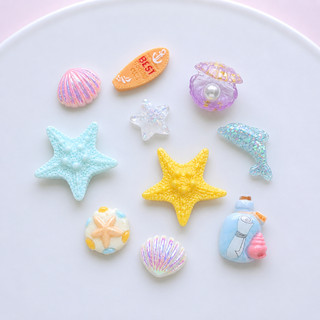 Set charm sao biển sò Cá heo chai thông điệp vỏ sò lấp lánh trang trí dép crocs jibbitz nhựa resin dễ thương