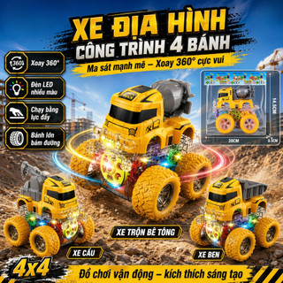 Xe địa hình 4 bánh mini có đèn Led, Xe Địa Hình Quán Tính Dẫn Động 4 Bánh có đèn Xe Đồ Chơi Con Trai