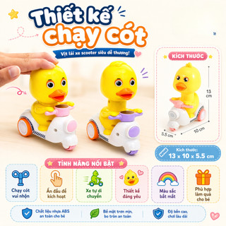 Đồ chơi vịt ấn đầu chạy cót, Đồ chơi vịt lái xe kiểu dễ thương nhấn là chạy, Đồ chơi con vịt