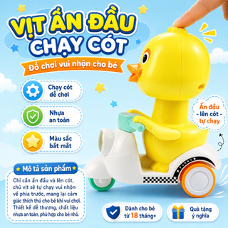 Đồ chơi vịt ấn đầu chạy cót, Đồ chơi vịt lái xe kiểu dễ thương nhấn là chạy, Đồ chơi con vịt