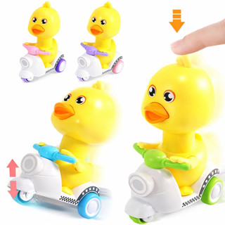 Đồ chơi vịt ấn đầu chạy cót, Đồ chơi vịt lái xe kiểu dễ thương nhấn là chạy, Đồ chơi con vịt