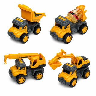 Đồ chơi bộ 4 xe đồ chơi công trình xây dựng chạy đà màu vàng cho bé - Kidzone