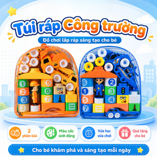 Bộ Đồ Chơi Túi Lắp Ráp Công Trường, Túi Xếp Hình Công Trình, Túi Xếp Hình Cảnh Sát, Qùa tặng cho bé