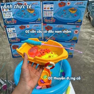 Đồ chơi câu cá cho bé kèm bể phao chơi trong nhà, Bộ câu cá nam châm cho bé, Hồ câu mini kèm bể phao