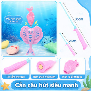 Đồ chơi câu cá cho bé kèm bể phao chơi trong nhà, Bộ câu cá nam châm cho bé, Hồ câu mini kèm bể phao