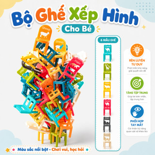 Bộ xếp hình ghế nhựa cho bé giúp phá triển tư duy và khéo tay, Đồ chơi phát triển trí não cho bé