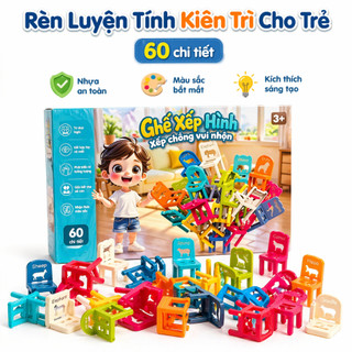 Bộ xếp hình ghế nhựa cho bé giúp phá triển tư duy và khéo tay, Đồ chơi phát triển trí não cho bé