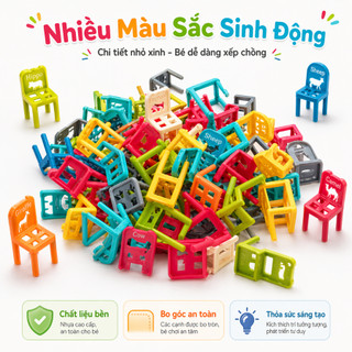 Bộ xếp hình ghế nhựa cho bé giúp phá triển tư duy và khéo tay, Đồ chơi phát triển trí não cho bé