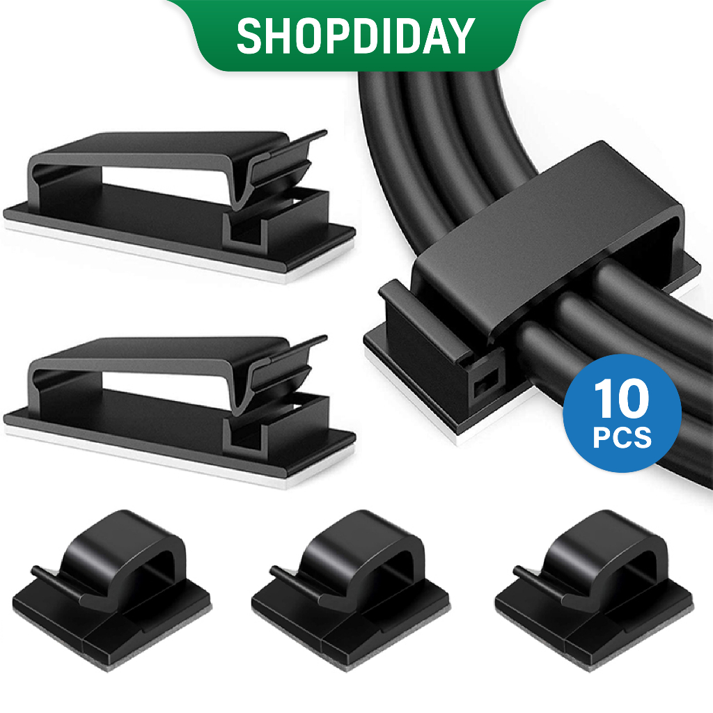 Combo 10 Nẹp Dây Điện Dán Tường Cố Định Dây Điện Dây Mạng Kẹp Dây Sạc Keo 3M Tự Dính Đi Dây Gọn D06